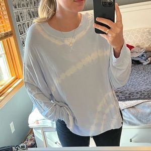 Blue and White Tie-Dye Lightweight Sweatshirt